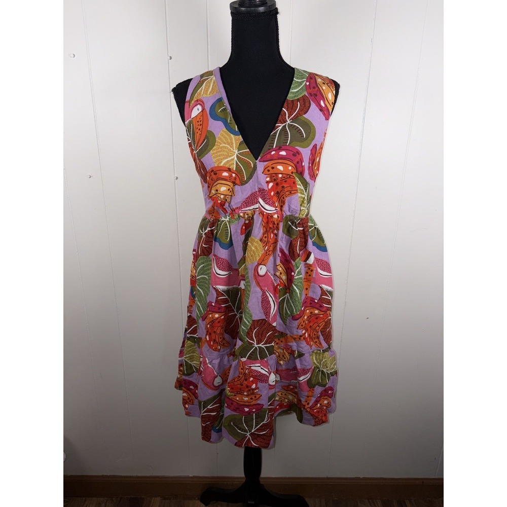 House‎ of Harlow 1960 Purple Tropical Print Deep V Sundress M Pockets